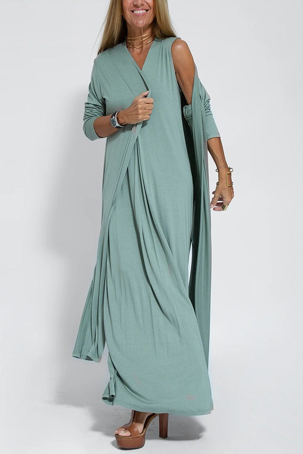 CLARA -Stylish Maxi Dress with Free Cardigan