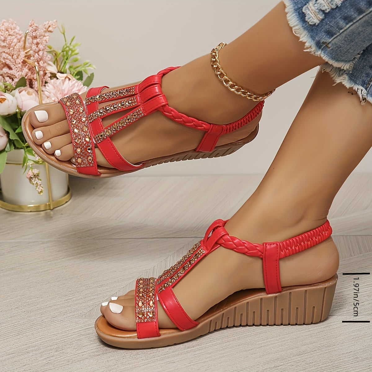 Elara Crystal Braided Sandals