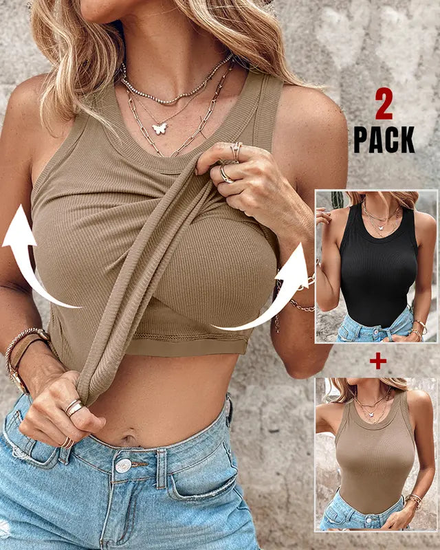 DASHA - Comfort Built-In Bra Tank Top (Pack of 2)