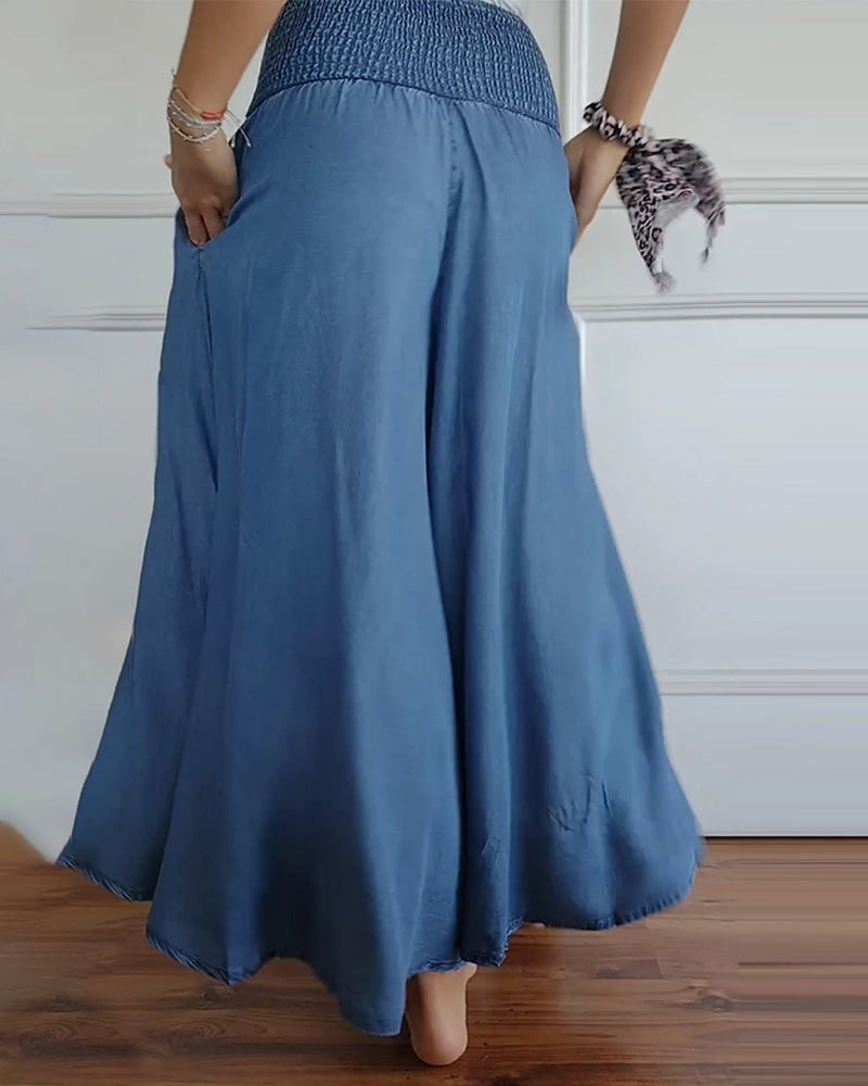 FIADH- Smocked Waist Palazzo Trousers