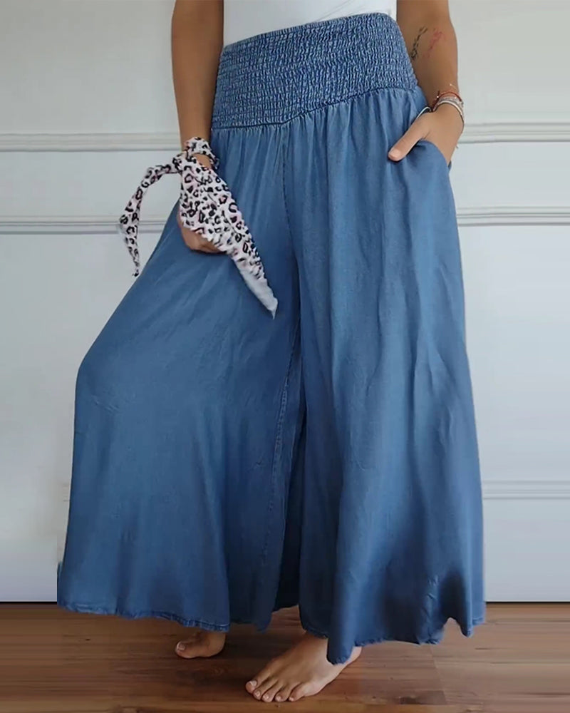 FIADH- Smocked Waist Palazzo Trousers