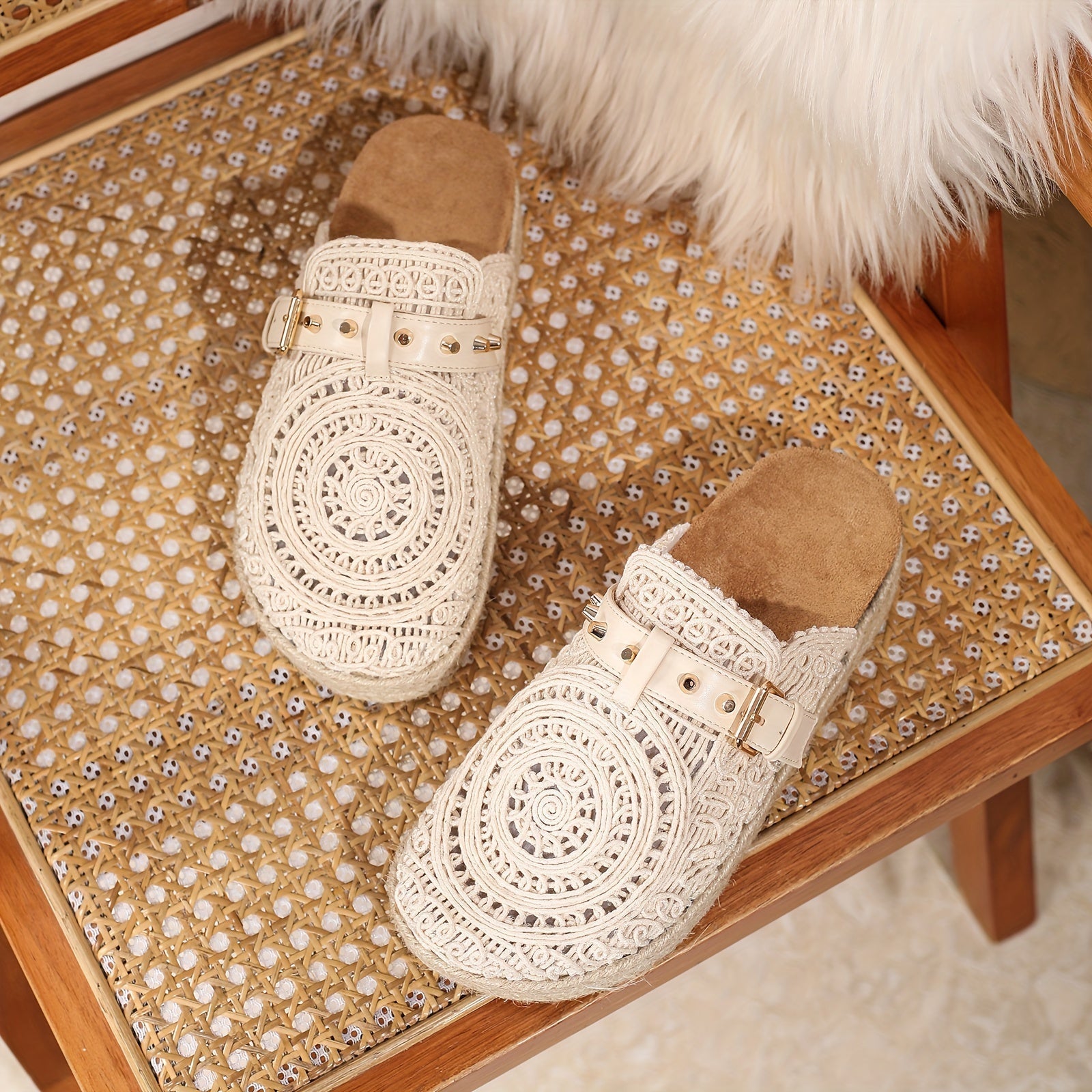 Solene Boho Crochet Mules