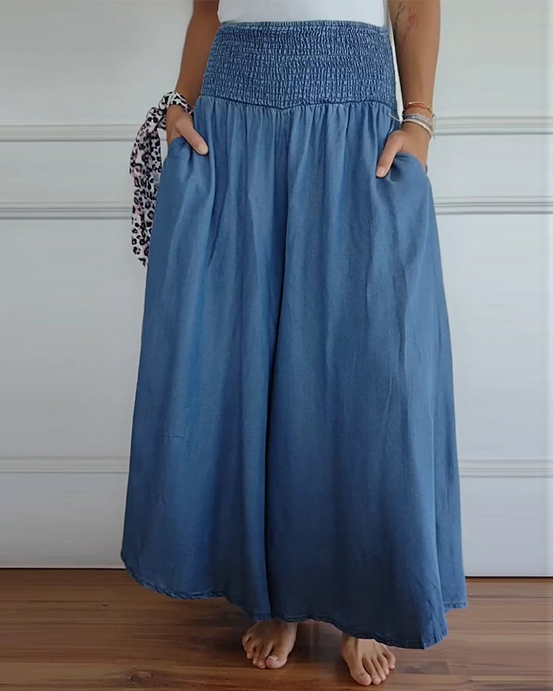 FIADH- Smocked Waist Palazzo Trousers