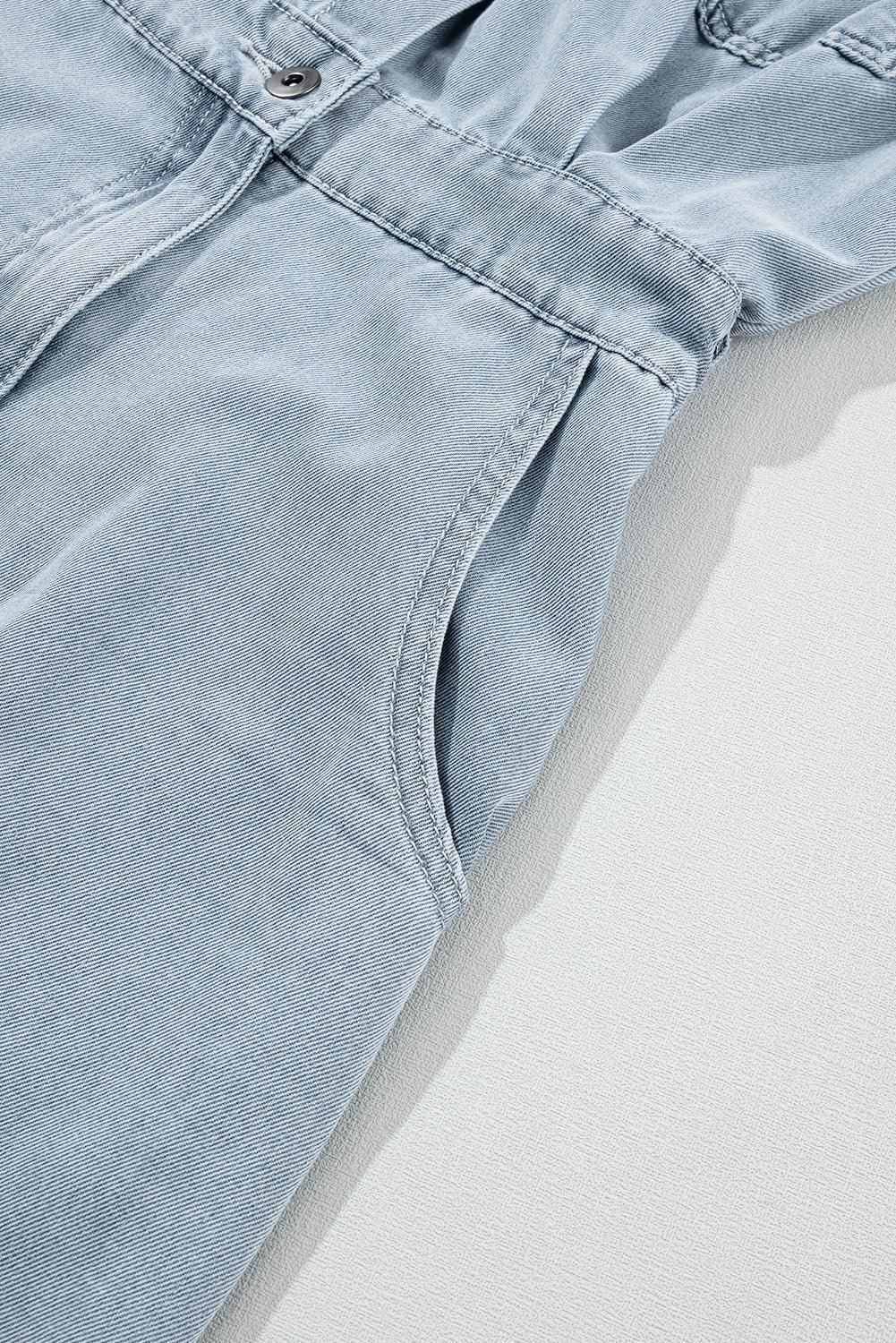 Isabelle - Denim Dress with Elegant Short Batwing Sleeves