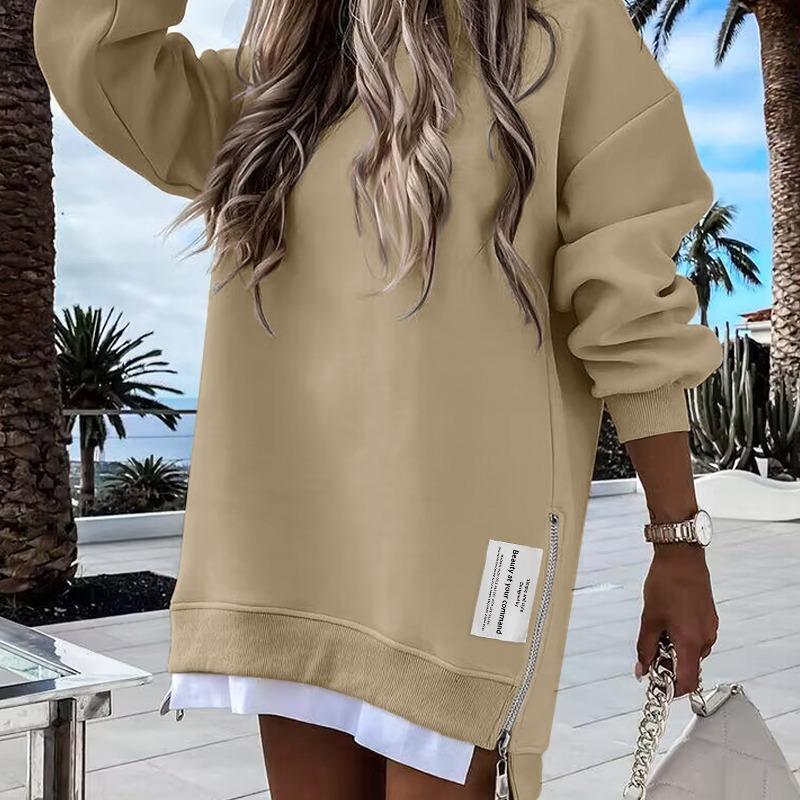 RODNEY - Cozy Long Sleeve Pullover Side Zipper Sweatshirt