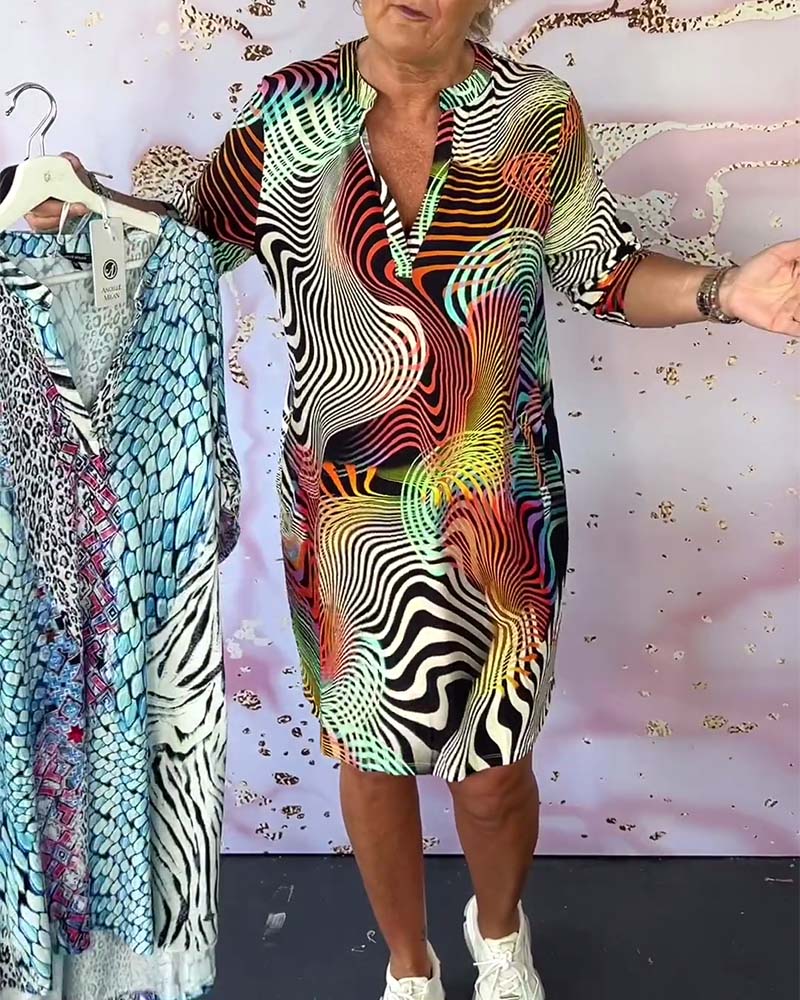 MARI - Colorful V-Neck Dress