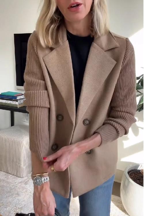 SORELLE - Elegant Knit-Sleeve Blazer