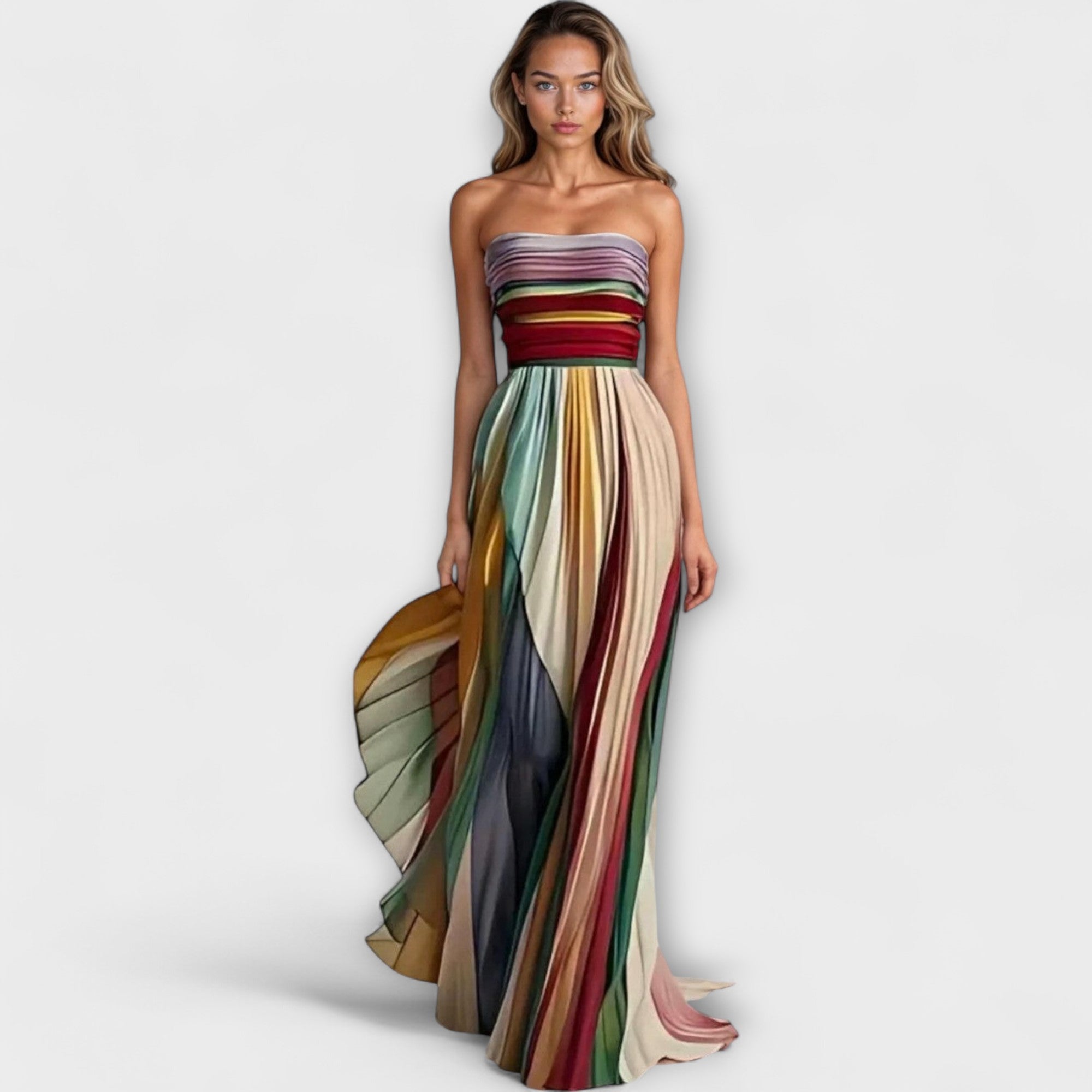 MARIGOLD – Bold & Flowing Strapless Dress