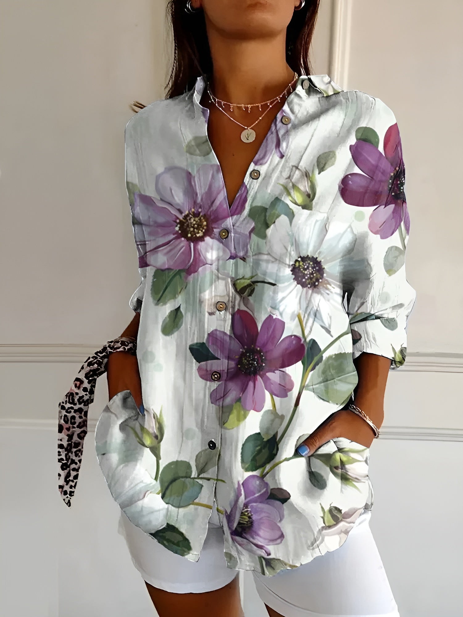 MELODIE – Elegant Floral Button Shirt